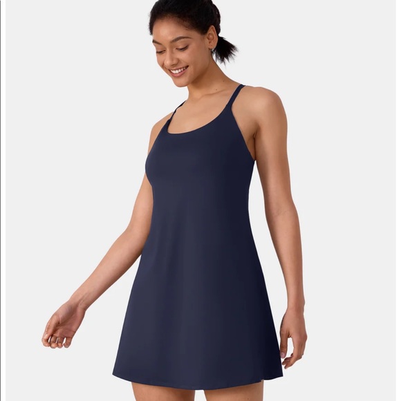 HALARA Dresses & Skirts - NWT Halara Everyday Cloudful 2-in-1 Activity Dress-Wannabe-DD+ Cups (L) Navy